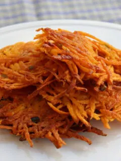 sweet potato latkes on a plate