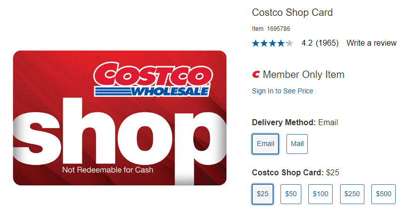 costco shop card